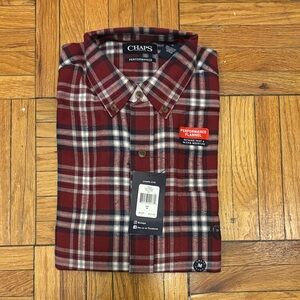 Chaps Burgundy and White Plaid Button Down Shirt
